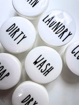 Word Laundry Knobs Drawer Pulls / Long Letters Rae Dunn / Black and White / Simple / Laundry